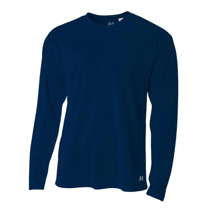 A4 N3253 Men's Long Sleeve Crew Birds Eye Mesh Tee