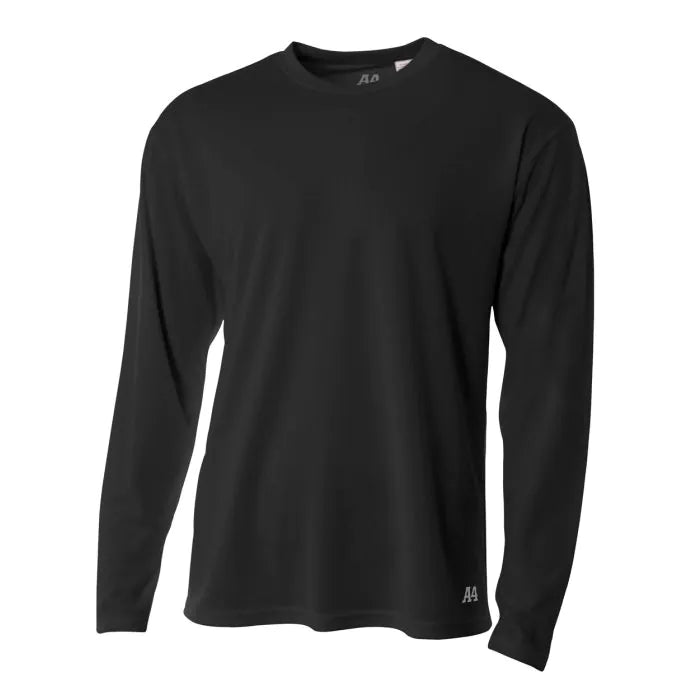 A4 N3253 Men's Long Sleeve Crew Birds Eye Mesh Tee