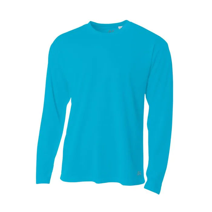 A4 N3253 Men's Long Sleeve Crew Birds Eye Mesh Tee