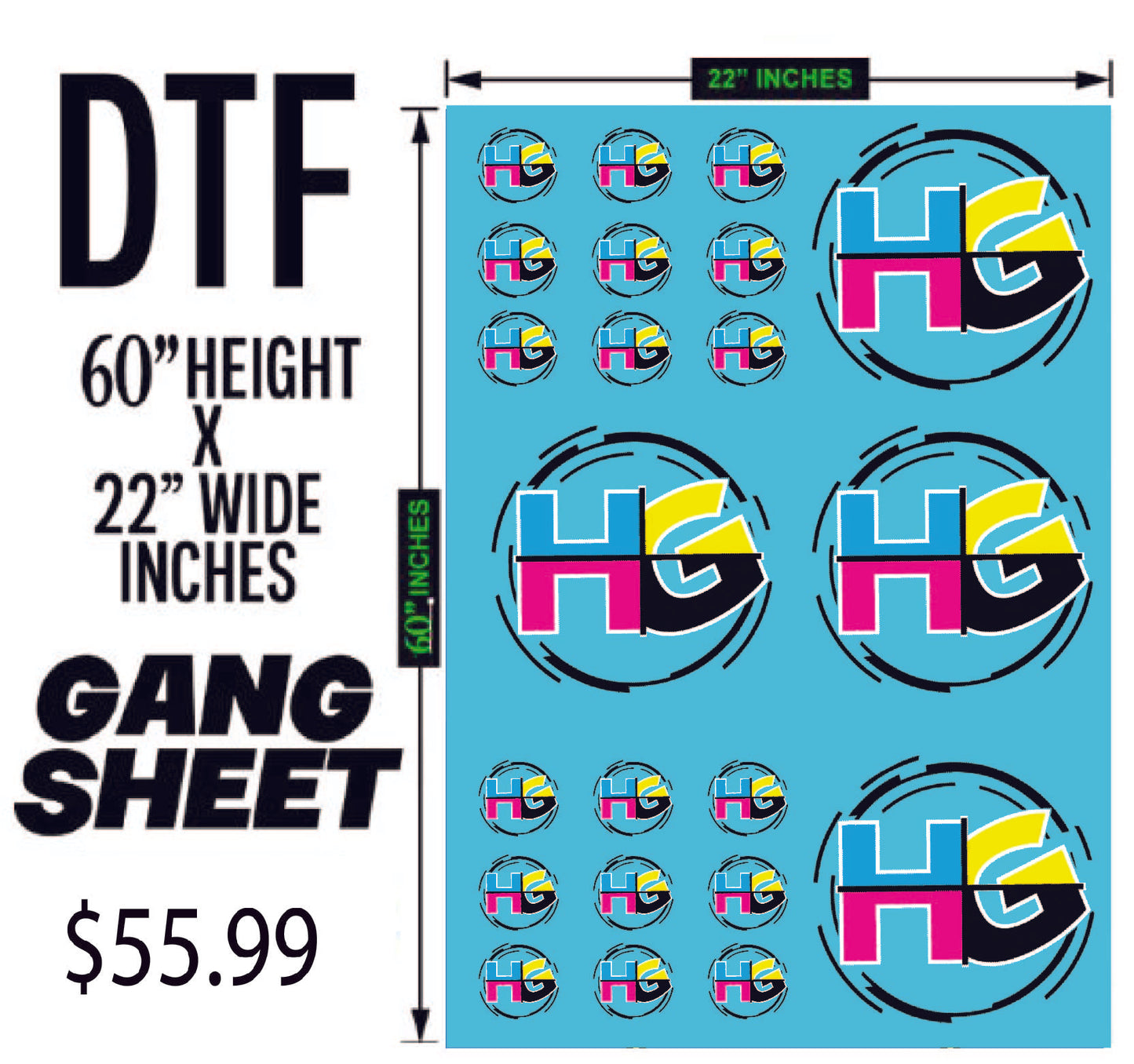 Direct To Film - 50" DTF Gang Sheet
