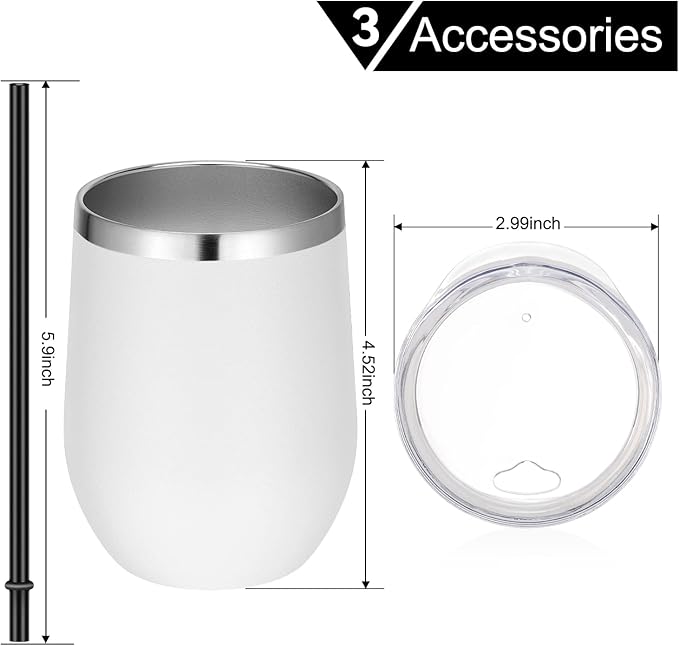 12oz Stainless Steel Stemless Wine Glass with Lid. & UV Imprint