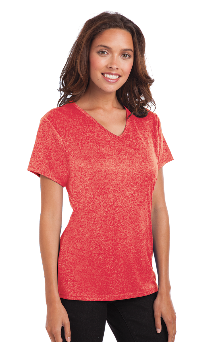 BG6228 Ladies' Heathered V-Neck Tee