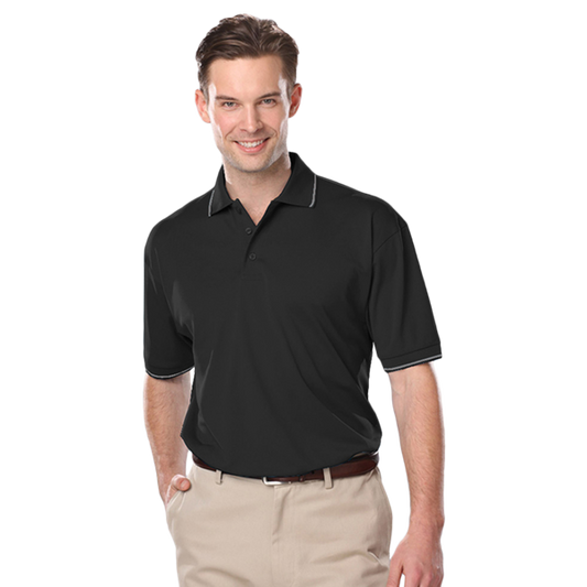 Tipped Polos BG7301 Men's Striped Trim Value Wicking Polo