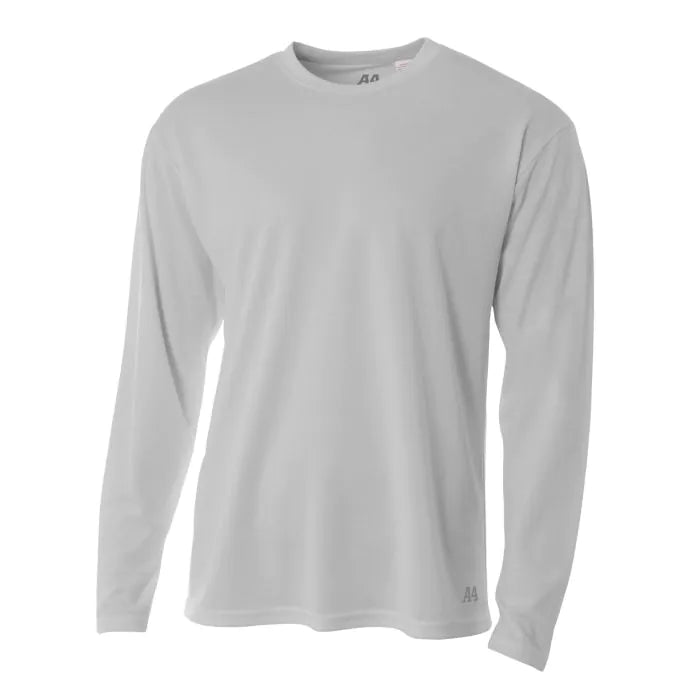 A4 N3253 Men's Long Sleeve Crew Birds Eye Mesh Tee