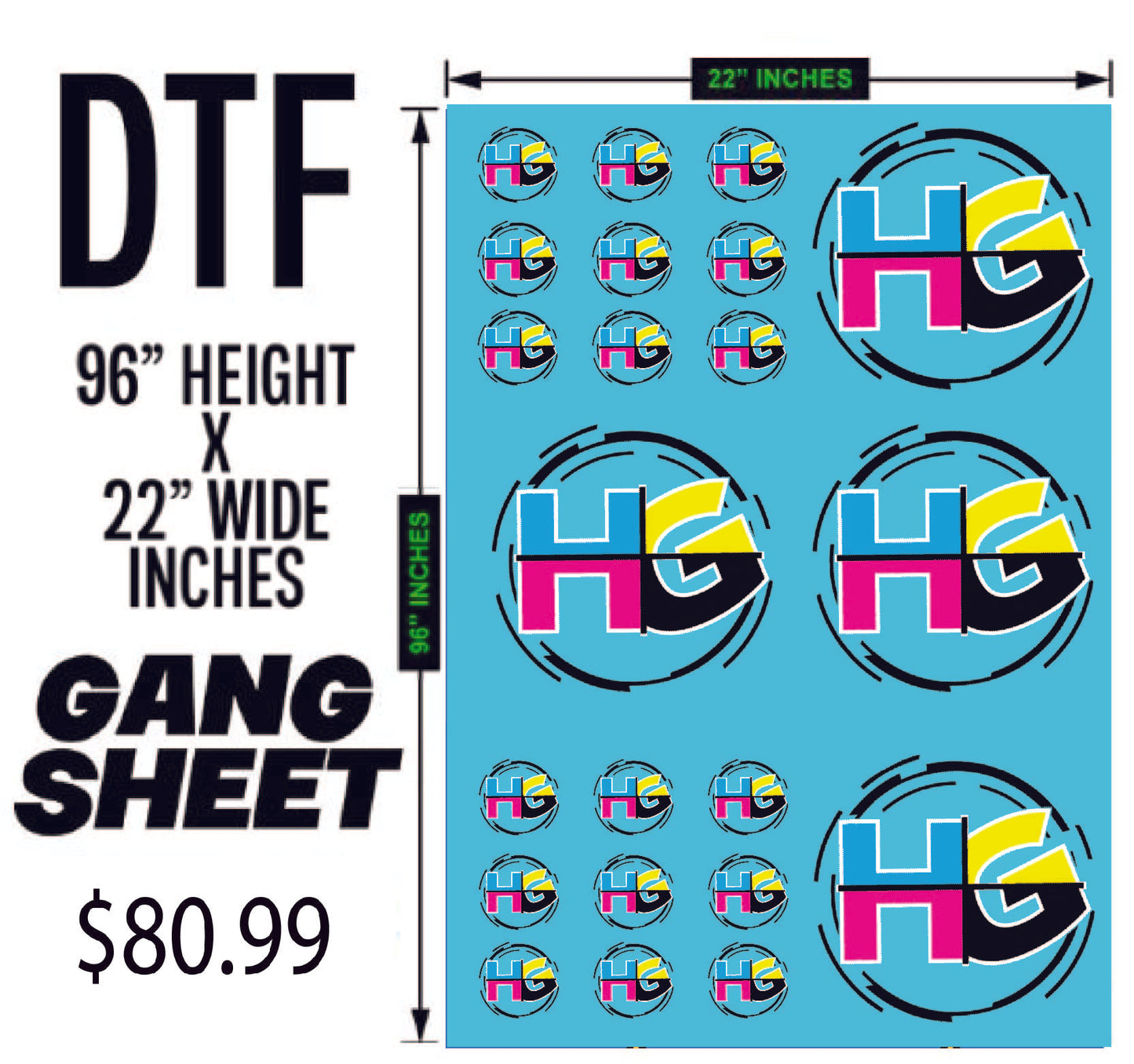 Direct To Film - 100 DTF Gang Sheet