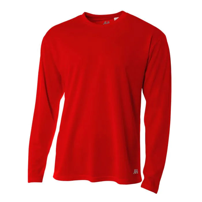 A4 N3253 Men's Long Sleeve Crew Birds Eye Mesh Tee