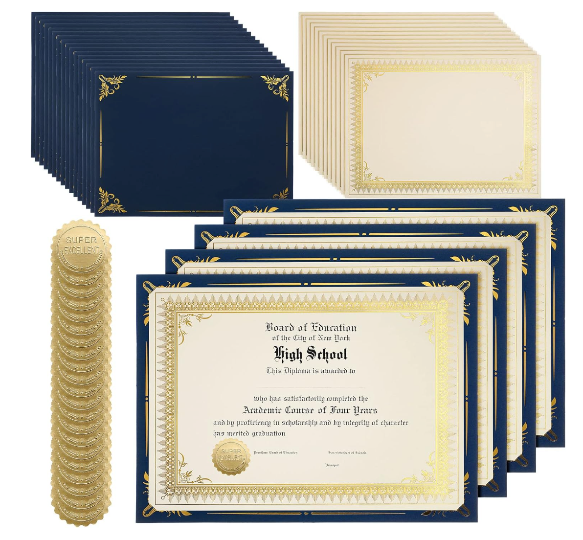 Single Silver Foil Award Certificate with Black Certificate Holder and Silver Foil Seal