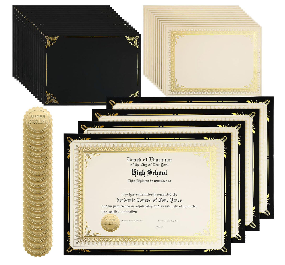 Single Silver Foil Award Certificate with Black Certificate Holder and Silver Foil Seal