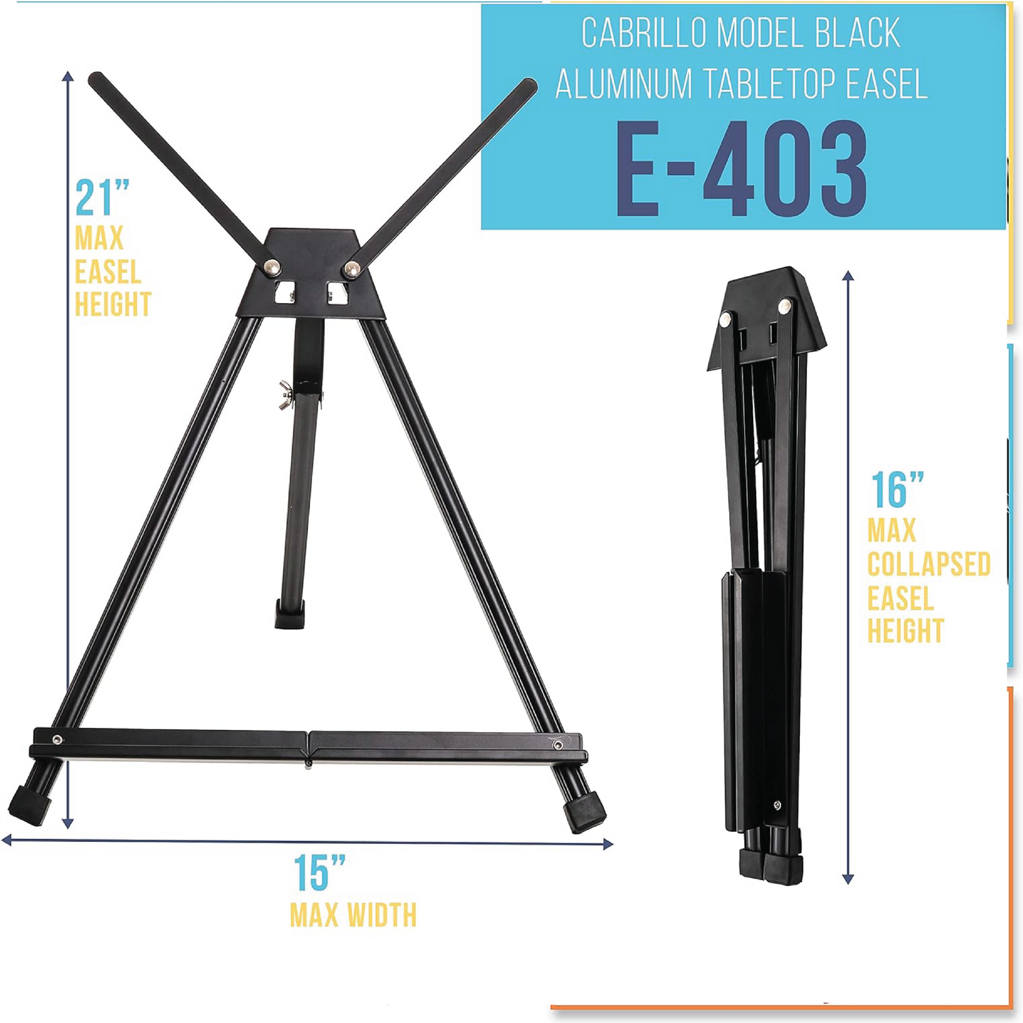 15" to 21" High Adjustable Black Aluminum Tabletop Display