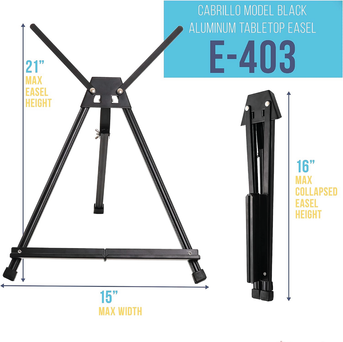 15" to 21" High Adjustable Black Aluminum Tabletop Display