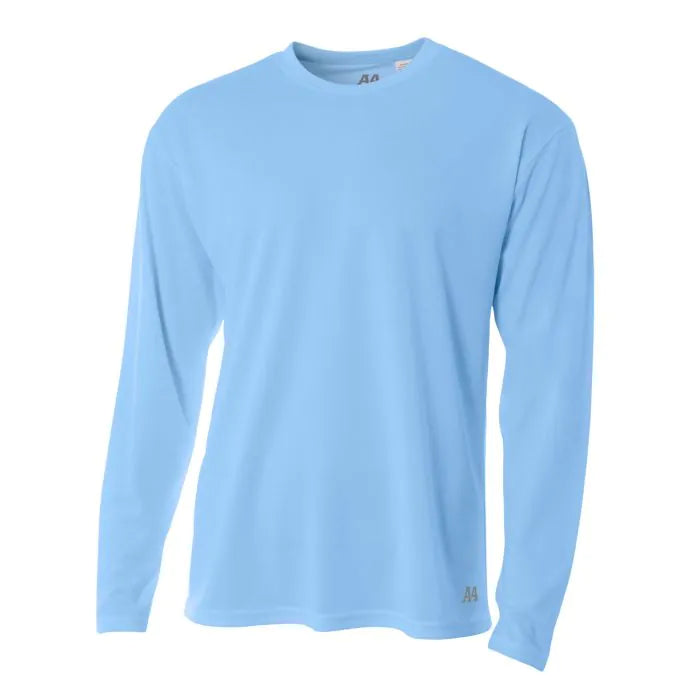 A4 N3253 Men's Long Sleeve Crew Birds Eye Mesh Tee