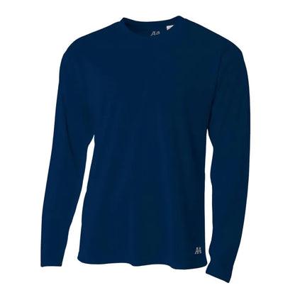 A4 N3253 Men's Long Sleeve Crew Birds Eye Mesh Tee