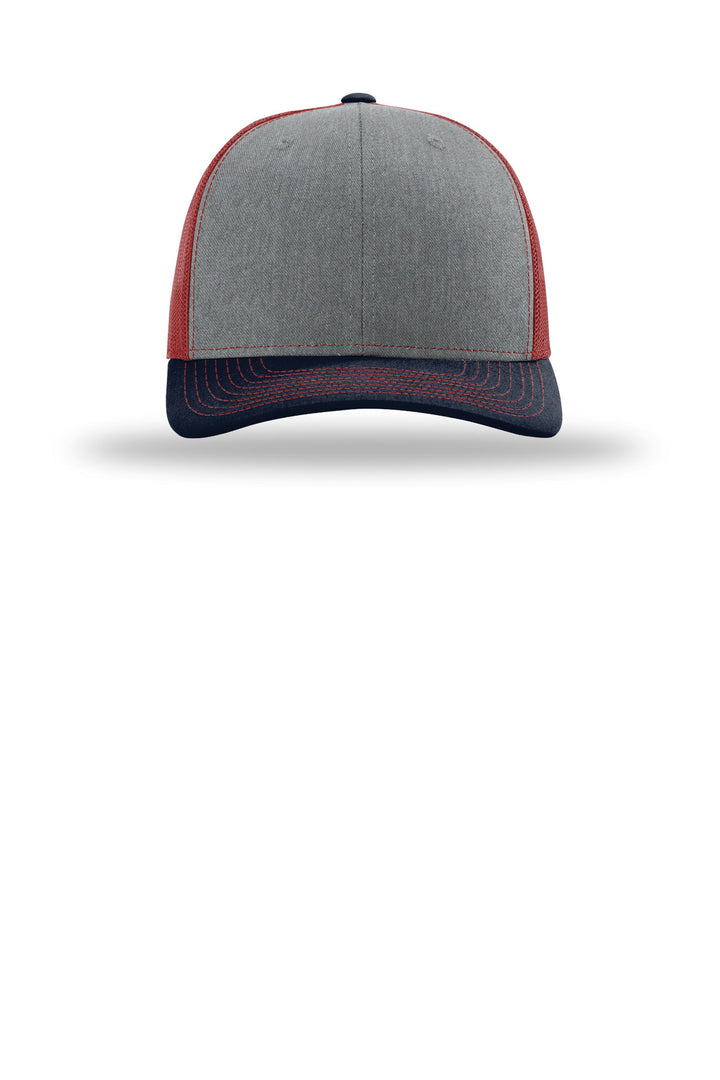 Richardson 112 Heather Grey/ Cardinal/ Navy front