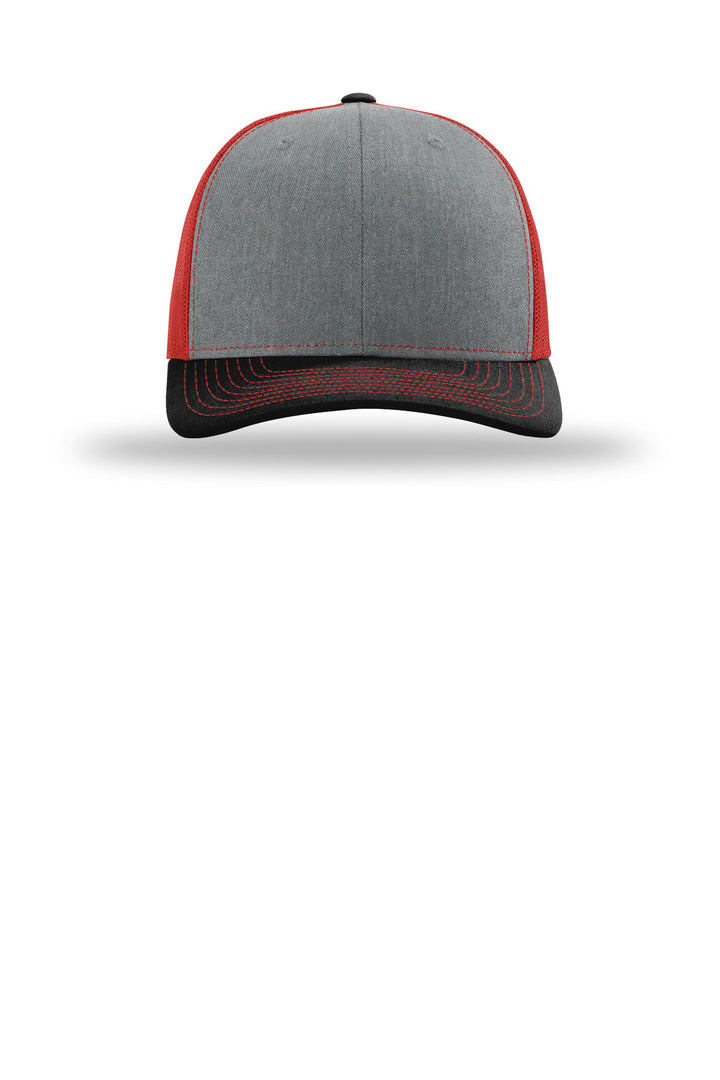 Richardson 112 Heather Grey/ Red/ Black front