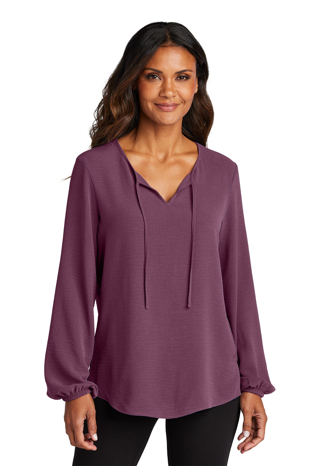LW714  Port Authority® Women's Textured Crepe Blouse