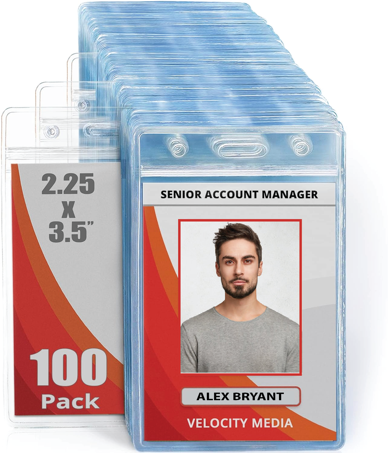 ID Badge Holders (Clear, 2.25x3.5 Inch) Waterproof 100CT