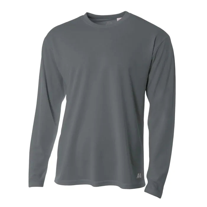 A4 N3253 Men's Long Sleeve Crew Birds Eye Mesh Tee