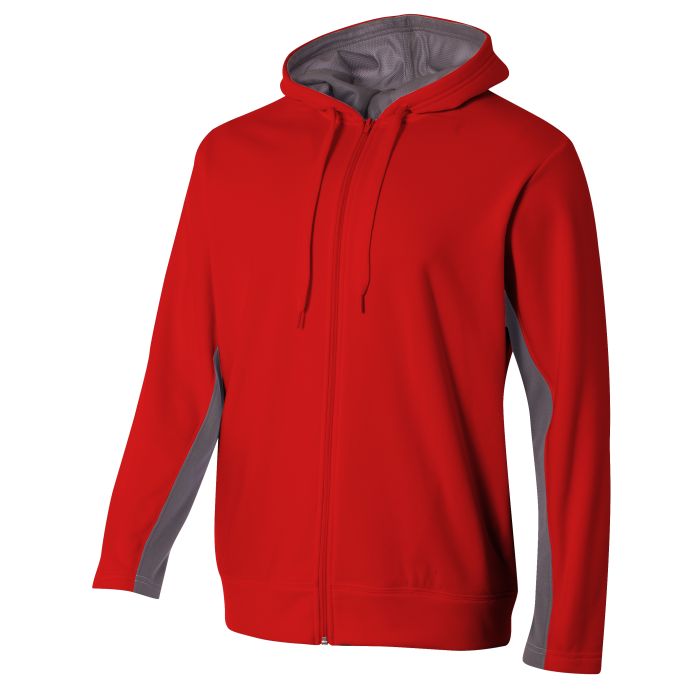 A4 N4251 FULL ZIP COLOR BLOCK FLEECE HOODIE