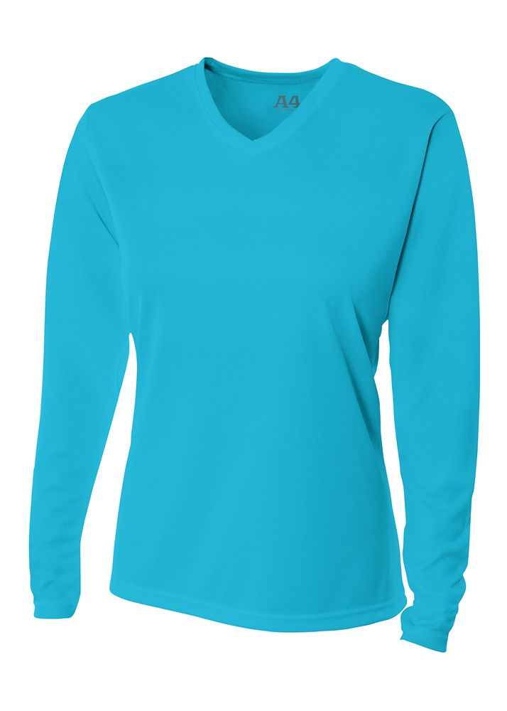 A4 NW3254 Ladies' Birds-Eye Mesh V-Neck T-Shirt