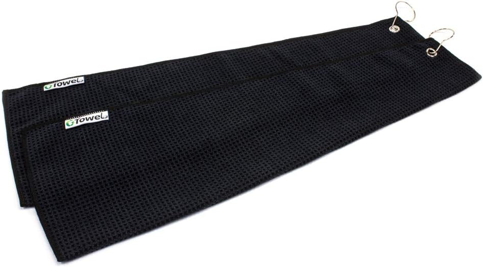 Clothlete Hook &amp; Grommet Microfiber Golf Bag Towel 2 Pack