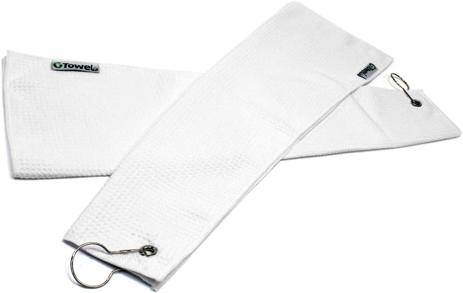 Clothlete Hook &amp; Grommet Microfiber Golf Bag Towel 2 Pack