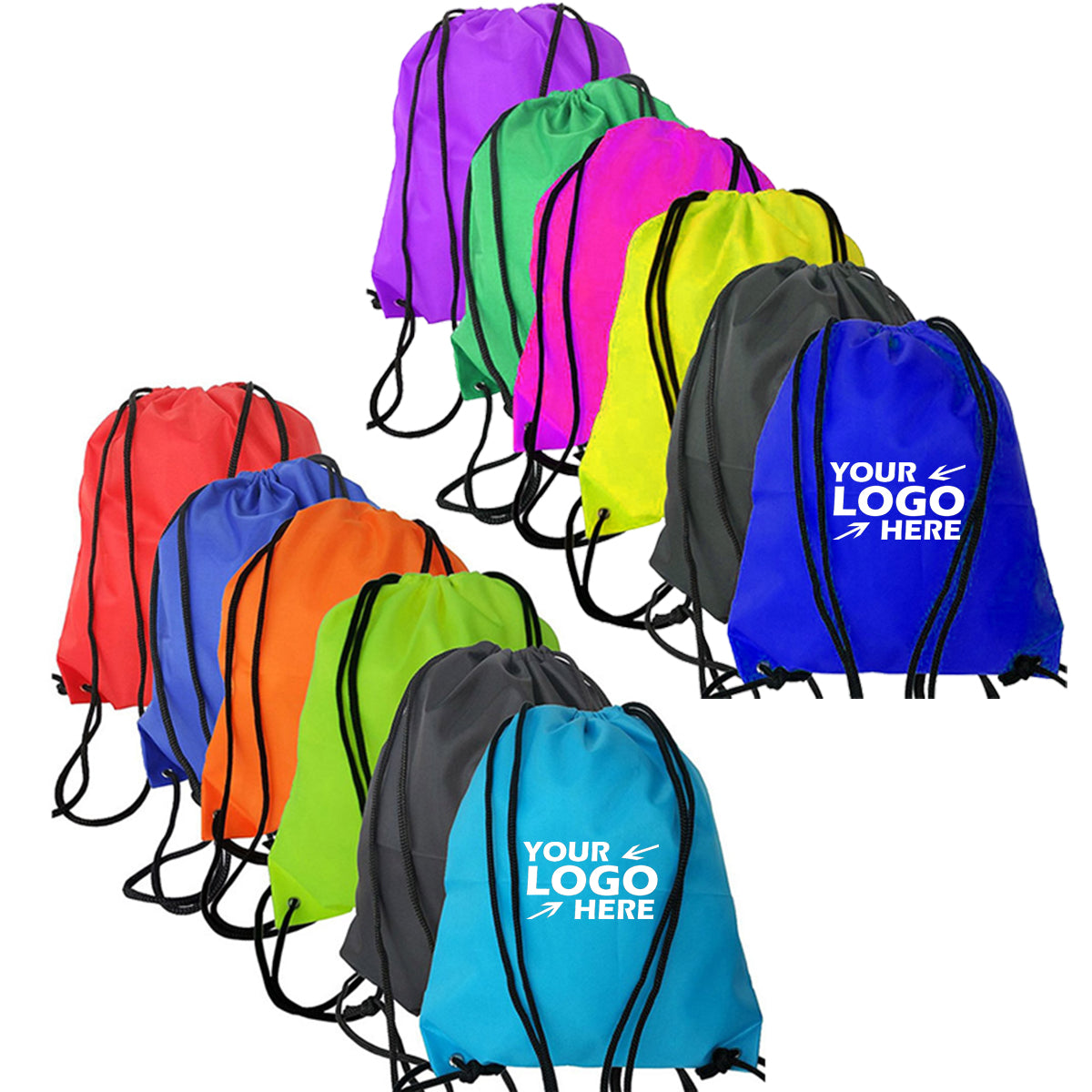 Drawstring Backpack with Triangular Corners