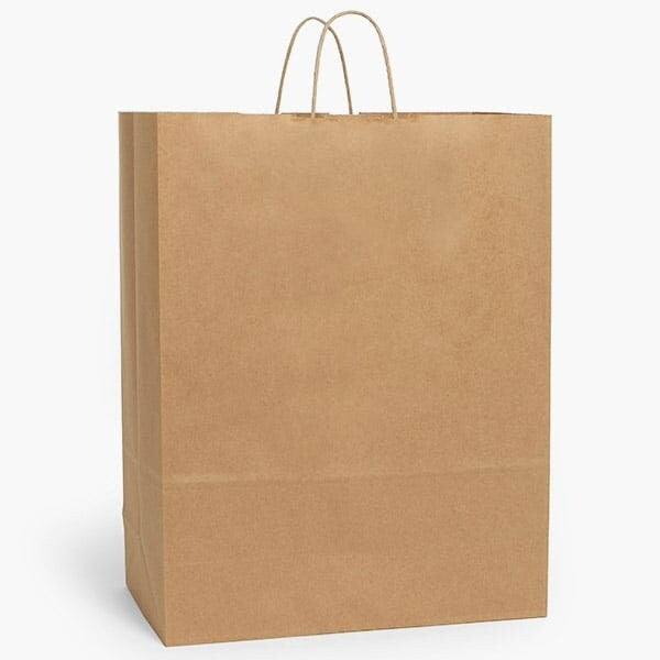Natural Brown Kraft Shopping Bags, Queen 16x6x19in, 100PK