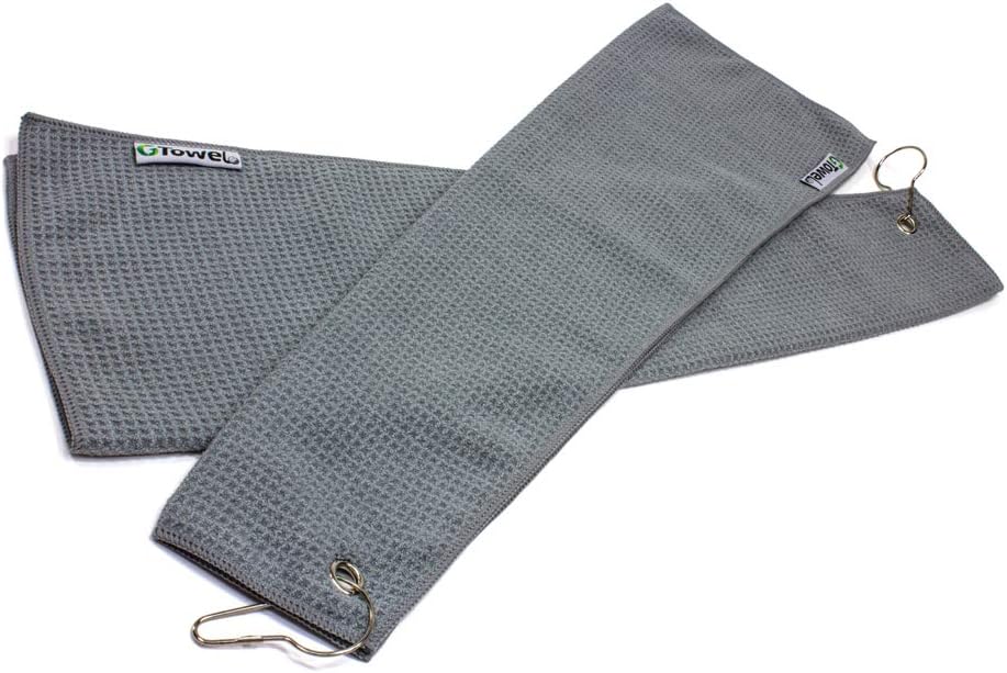 Clothlete Hook &amp; Grommet Microfiber Golf Bag Towel 2 Pack