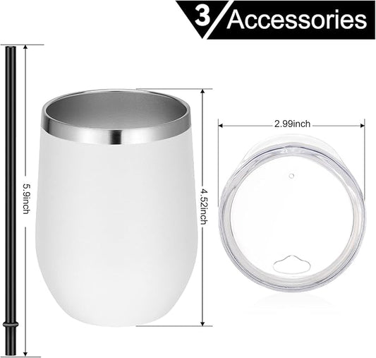 12oz Stainless Steel Stemless Wine Glass with Lid. & UV Imprint