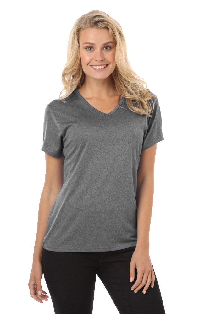 BG6228 Ladies' Heathered V-Neck Tee