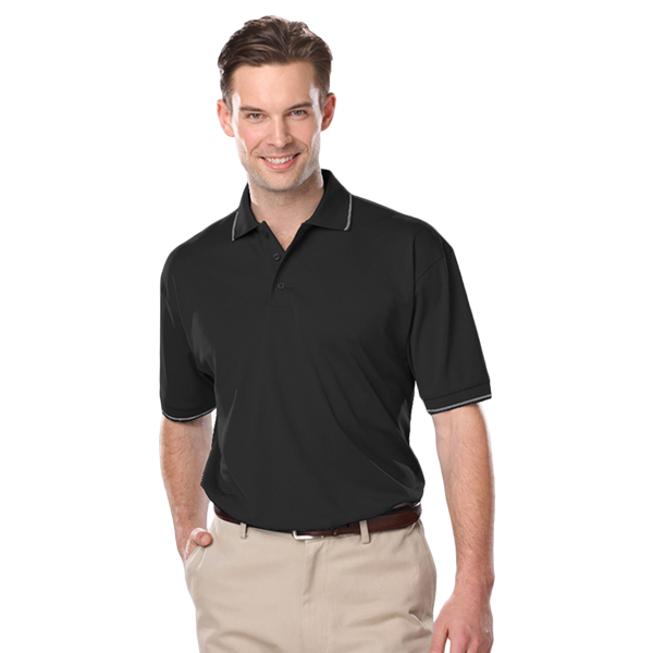 Tipped Polos BG7301 Men's Striped Trim Value Wicking Polo