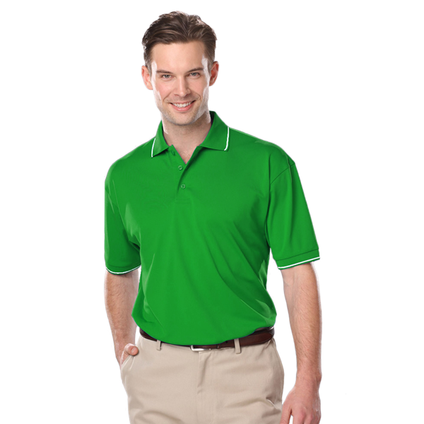 Tipped Polos BG7301 Men's Striped Trim Value Wicking Polo