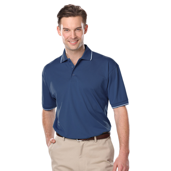 Tipped Polos BG7301 Men's Striped Trim Value Wicking Polo