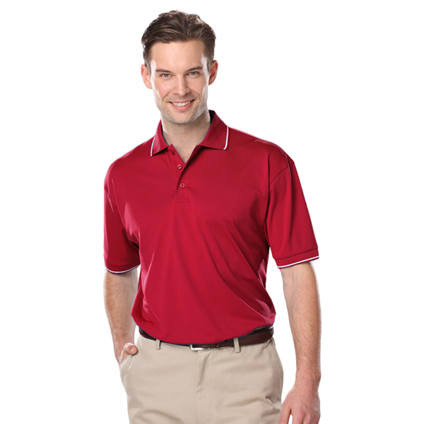Tipped Polos BG7301 Men's Striped Trim Value Wicking Polo