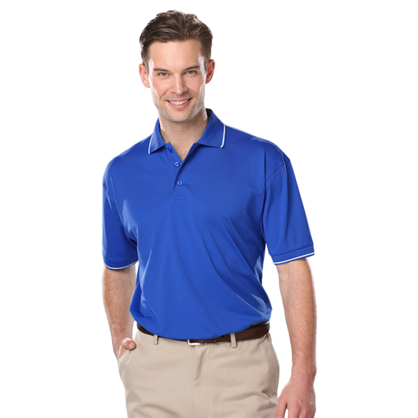 Tipped Polos BG7301 Men's Striped Trim Value Wicking Polo