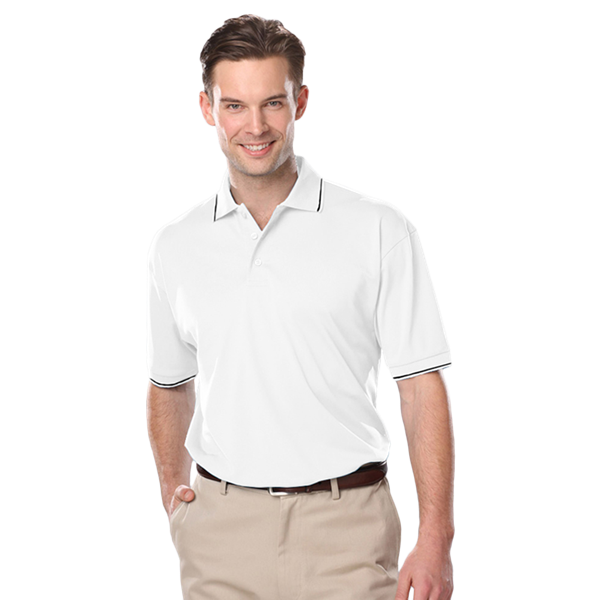Tipped Polos BG7301 Men's Striped Trim Value Wicking Polo