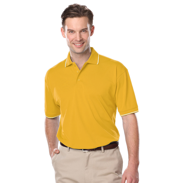 Tipped Polos BG7301 Men's Striped Trim Value Wicking Polo