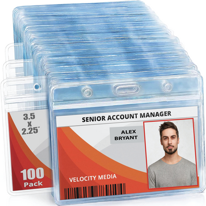 ID Badge Holders (Clear, 2.25x3.5 Inch) Waterproof 100CT