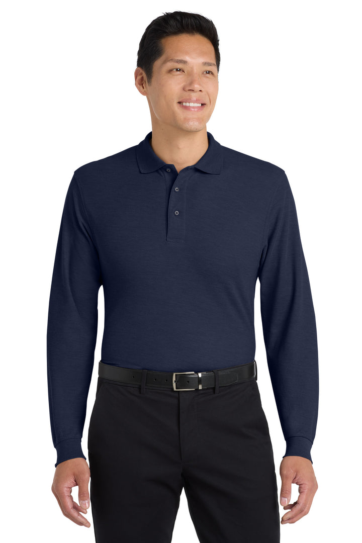 Port Authority K500LS Navy long sleeve polo front
