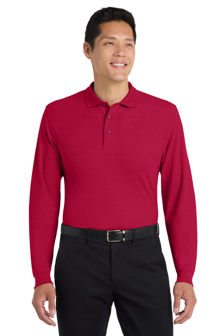 Port Authority K500LS Red long sleeve polo front