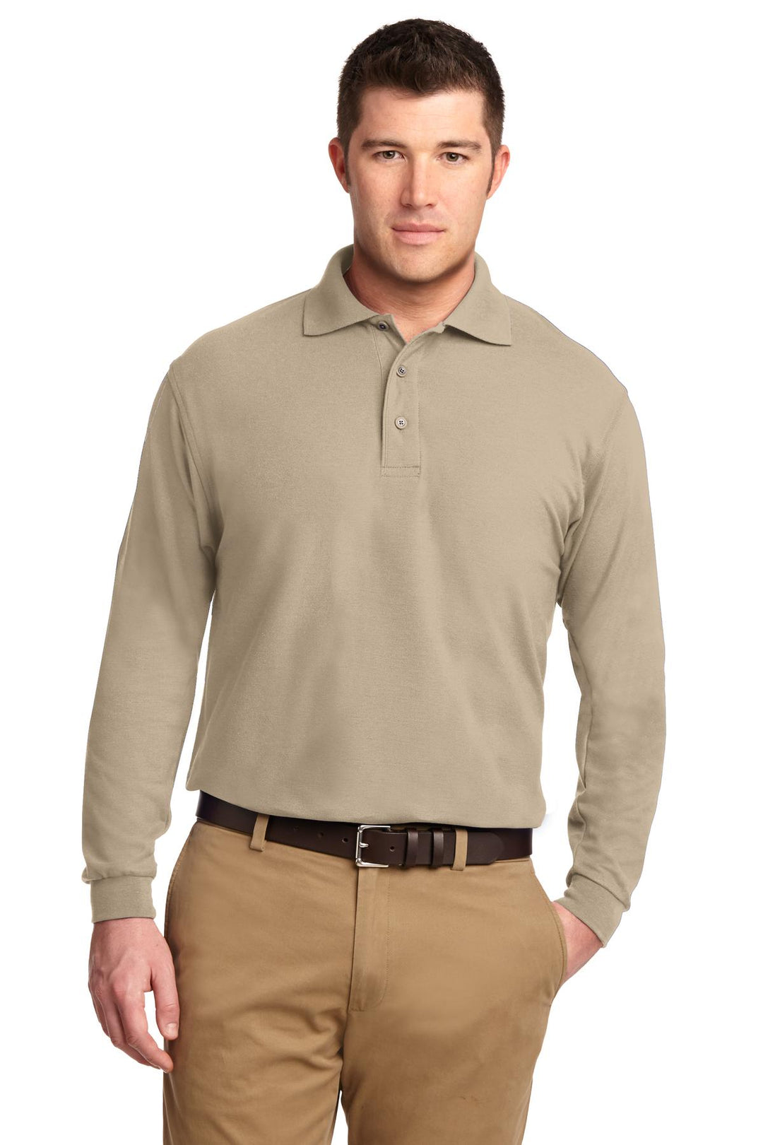 Port Authority K500LS Stone long sleeve polo front