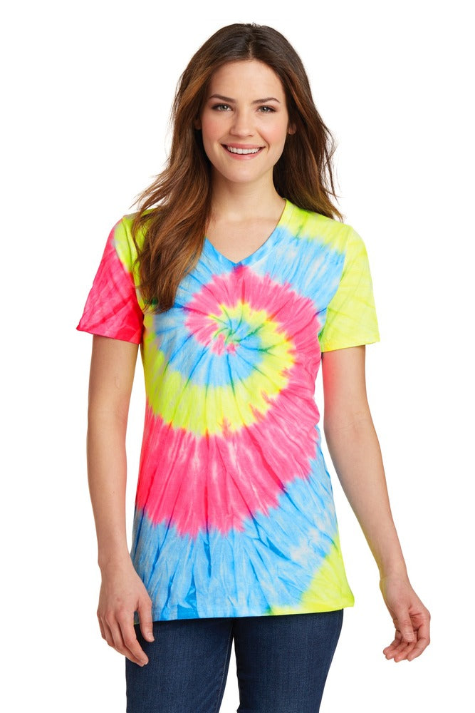 Port & Company LPC147V Ladies Tie-Dye V-Neck Tee