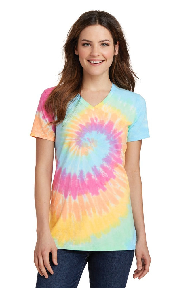 Port & Company LPC147V Ladies Tie-Dye V-Neck Tee