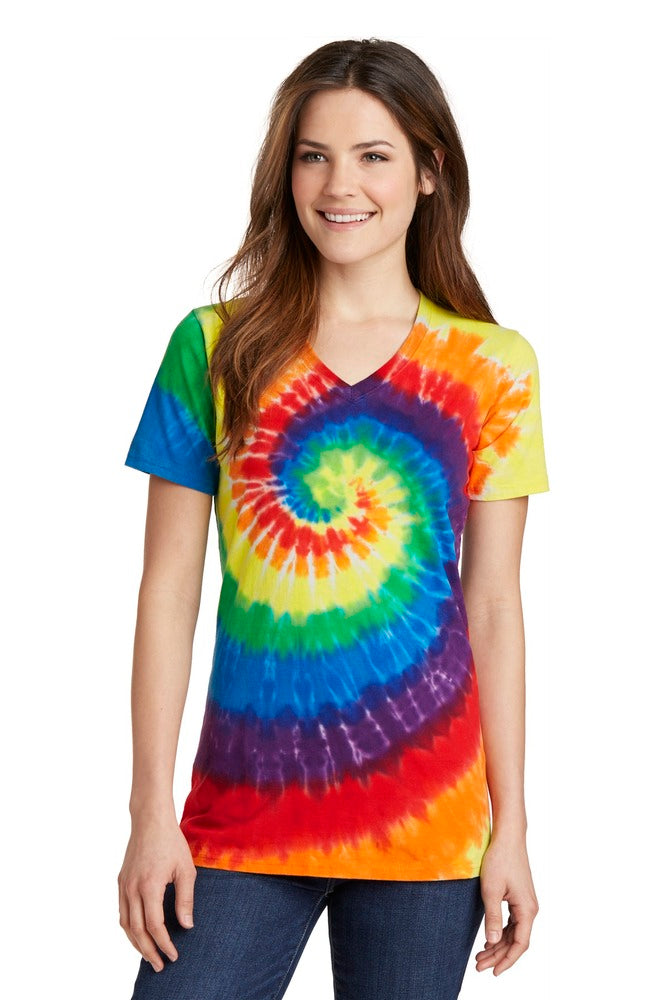 Port & Company LPC147V Ladies Tie-Dye V-Neck Tee