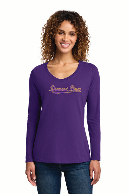 Port & Co™ Women's Long Sleeve Fan Favorite™ V-Neck Tee