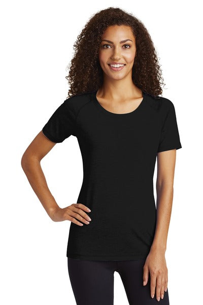 LST400 Sport-Tek Ladies PosiCharge ® Tri-Blend Wicking Scoop Neck Raglan Tee