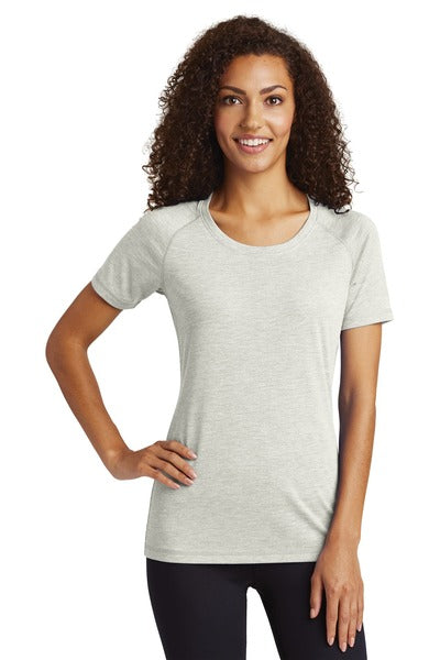 LST400 Sport-Tek Ladies PosiCharge ® Tri-Blend Wicking Scoop Neck Raglan Tee