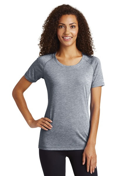 LST400 Sport-Tek Ladies PosiCharge ® Tri-Blend Wicking Scoop Neck Raglan Tee