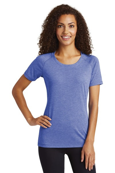 LST400 Sport-Tek Ladies PosiCharge ® Tri-Blend Wicking Scoop Neck Raglan Tee