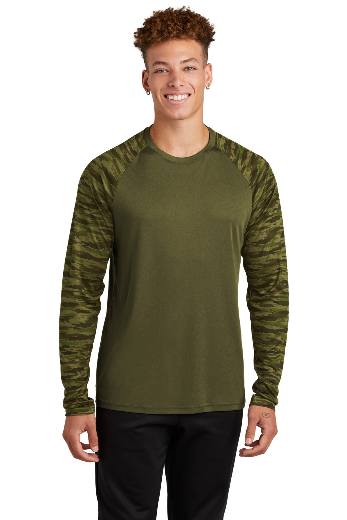 Sport-Tek ST376LS Drift Camo Colorblock Long Sleeve Tee